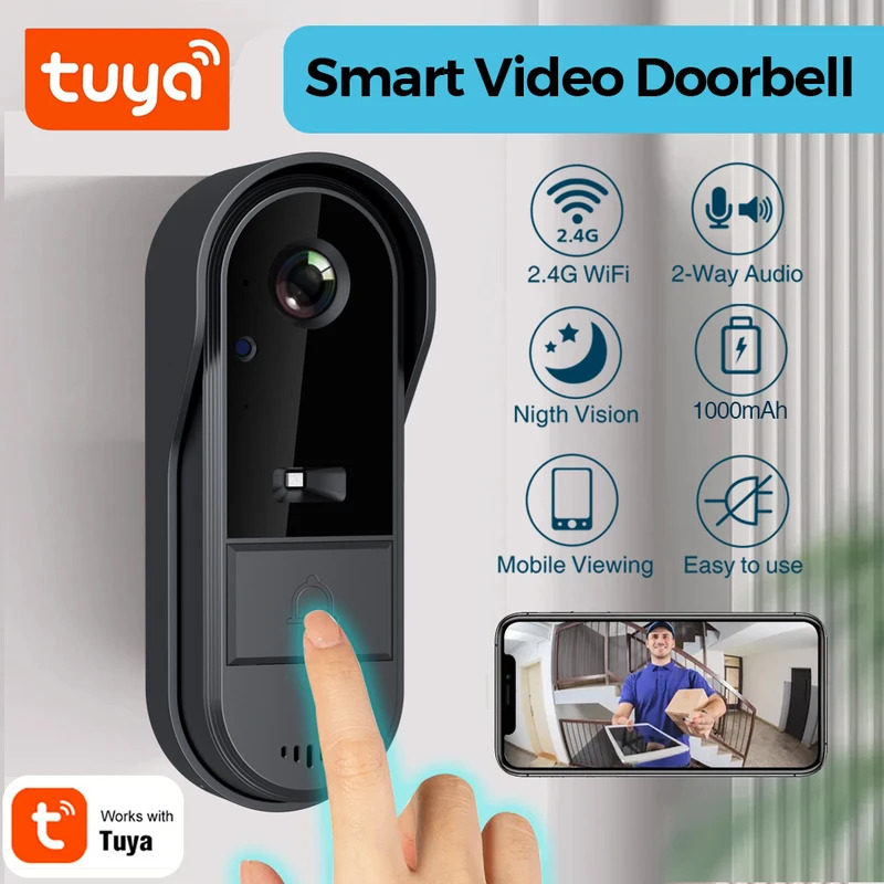 Smart Doorbell Wired - Tuya WiFi doorbell 2-way HD 1080P,