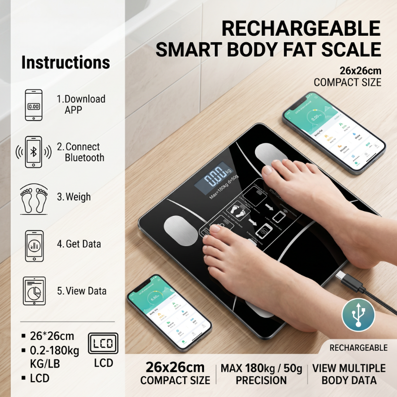 Home Automation Industry - 26X26cm Rechargeable Model Smart Body Fat