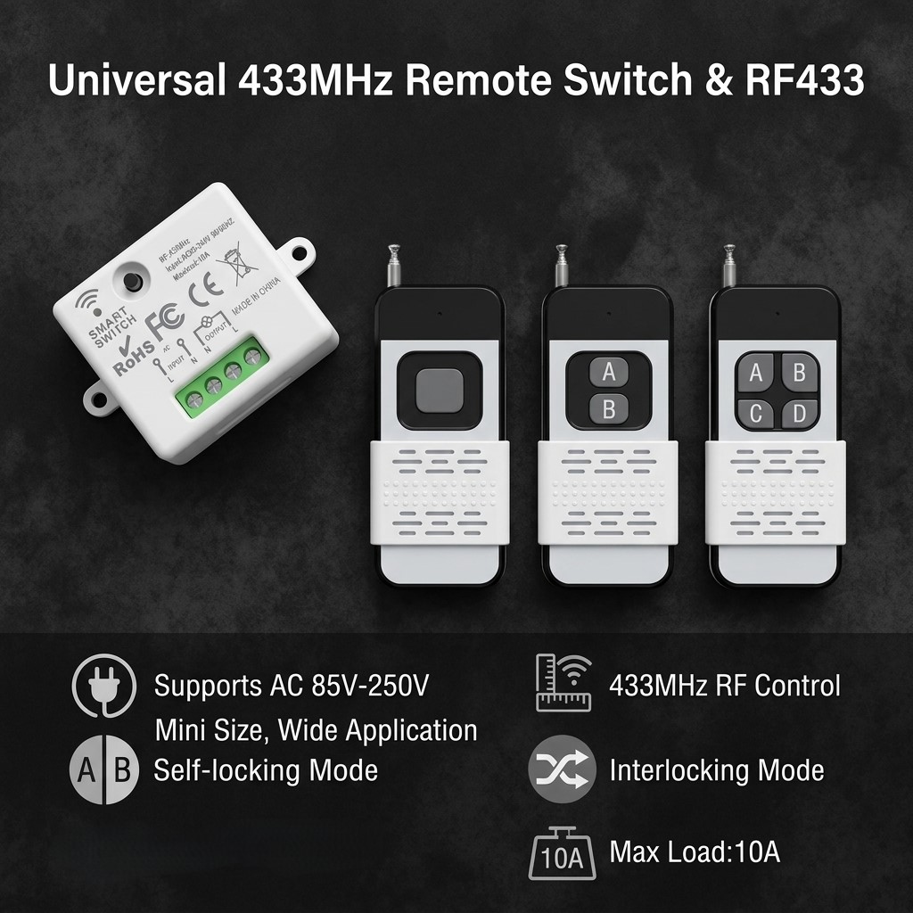 433Mhz Receiver Module - 220V 1CH Wireless Remote Control Switch