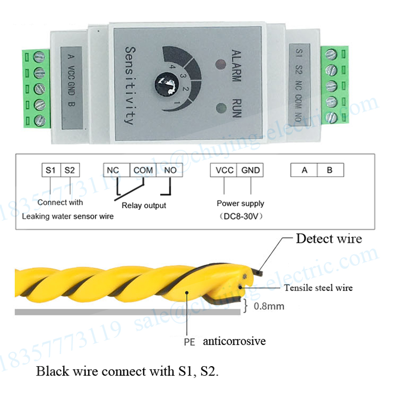 1 set Din liquid Water Leakage - Water Leak Detector Wired review and price