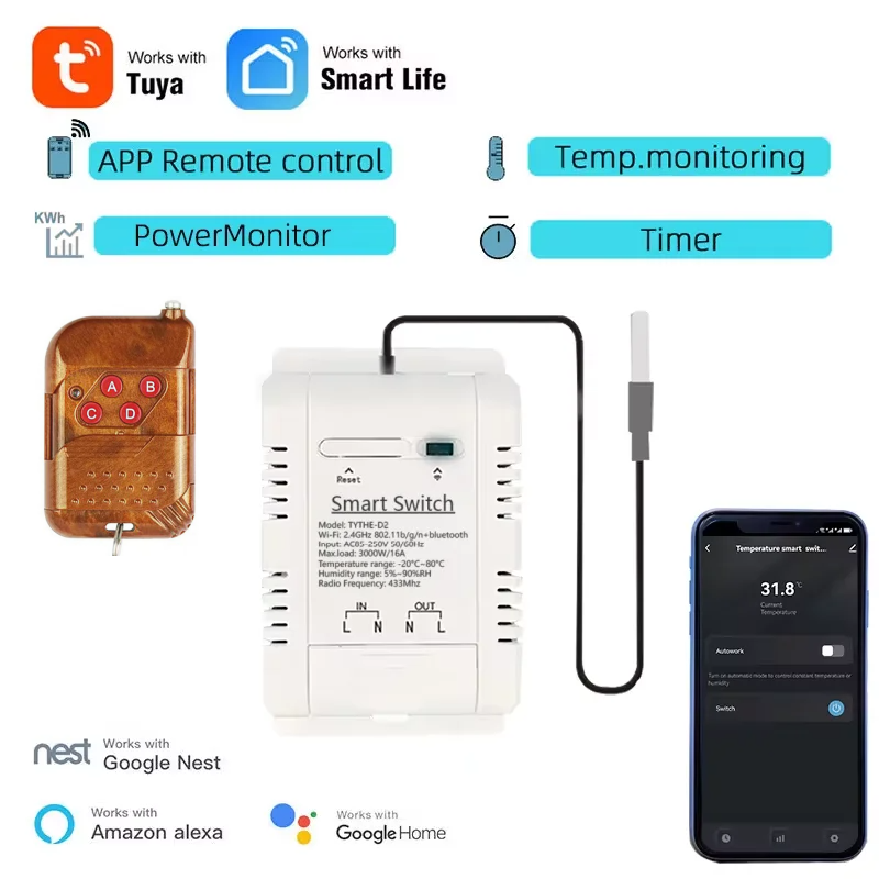 Tuya Wifi 16A/20A Smart Temper - Sonoff Basic Switch review and price