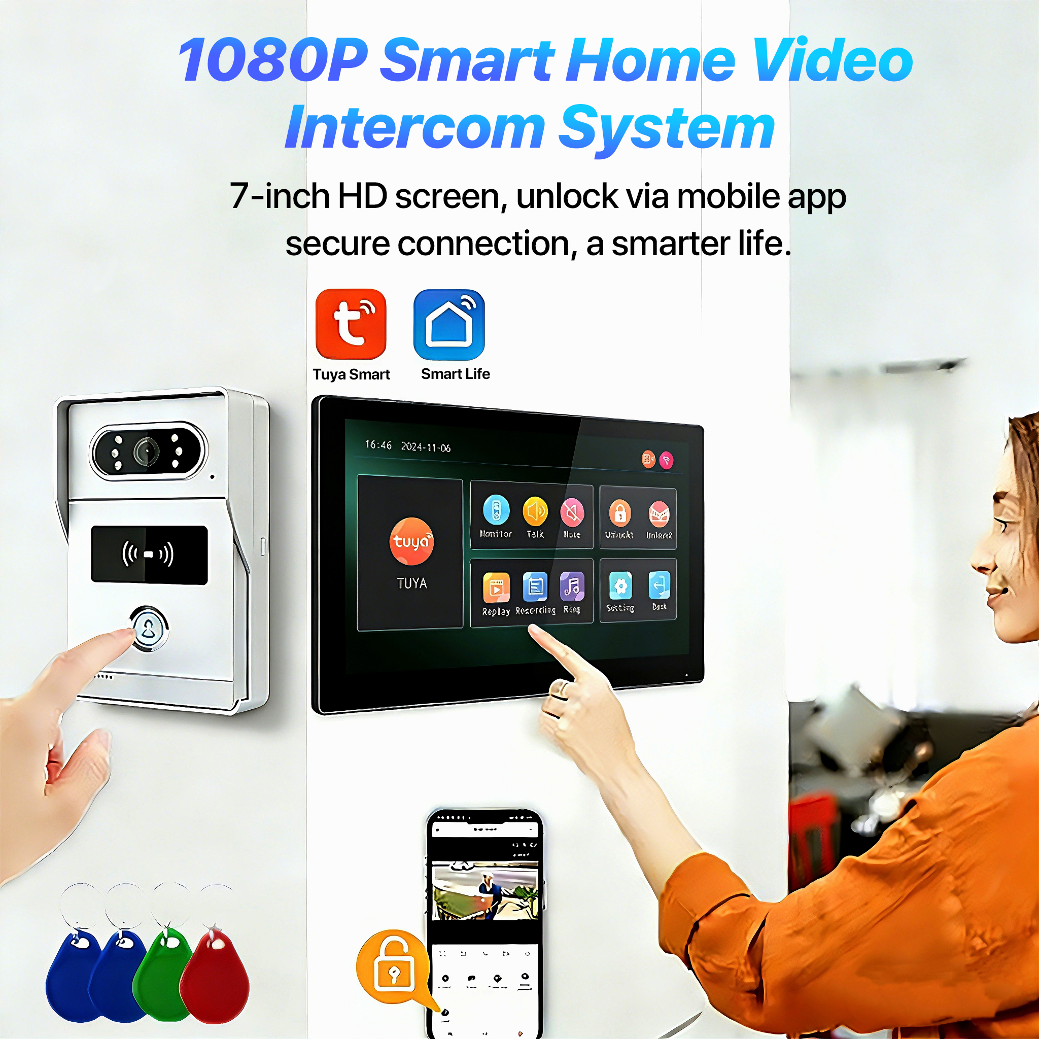 Tuya 7' Touch Screen Smart Vid - Smart Doorbell Wired review and price