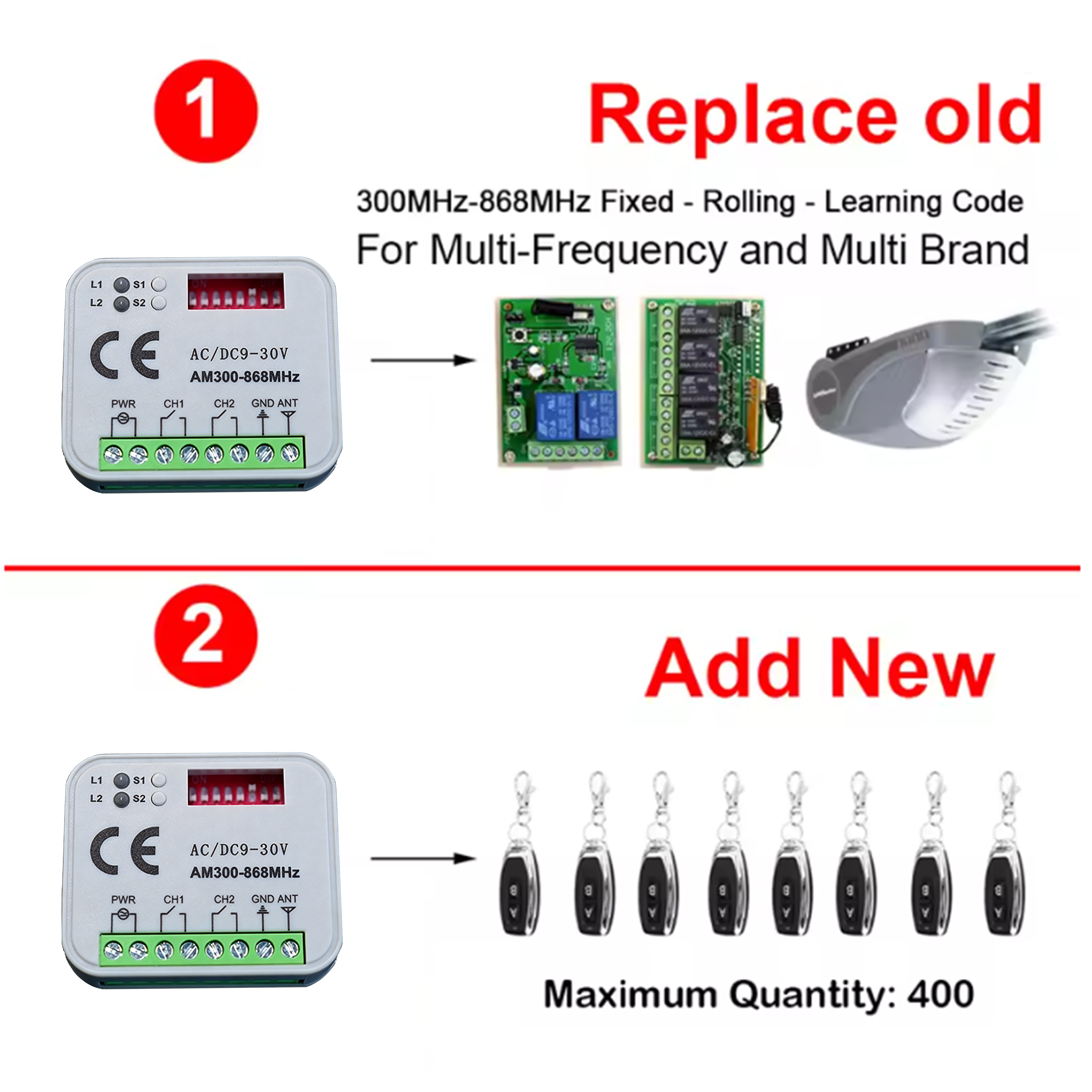 Garage Door Receiver 433MHz 30 - 433Mhz Receiver Module review and price