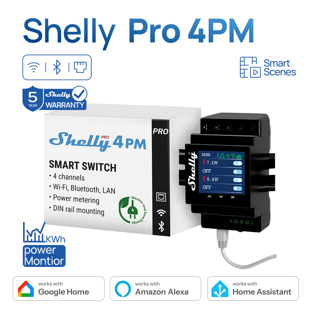 Shelly Pro 4PM Four Channels R - Home Automation Technology review and price