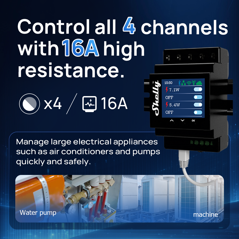 Shelly Pro 4PM Four Channels R - Home Automation Technology review and price